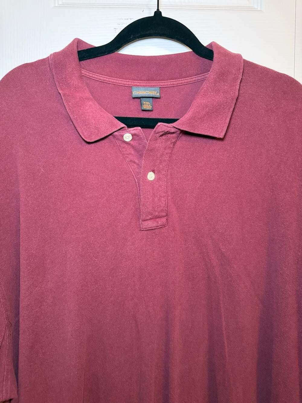 Cherokee Long Sleeve Pique Polo Shirt Burgundy XXL Men